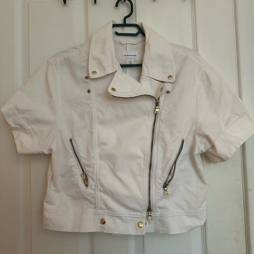 Club Monaco Cream Leather Jacket